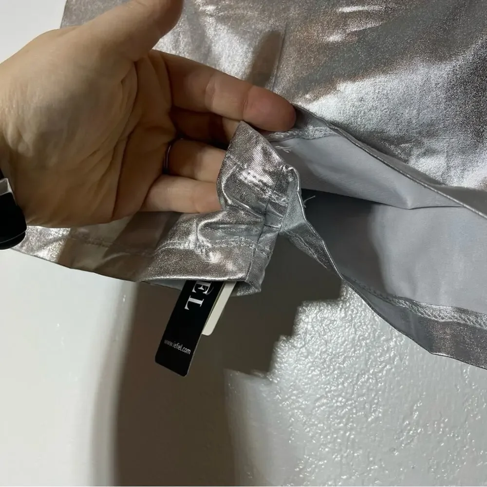 NWT iEFiEL Silver Booty Shorts. Girls Size 14